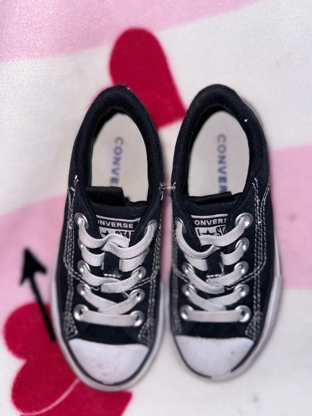 Converse Black and White Low-Top Kids Sneakers, Size 11C